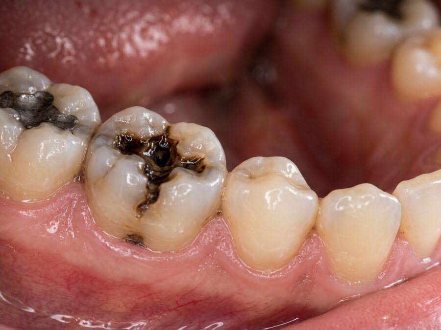 Root canals: Deep decay that reached the nerve